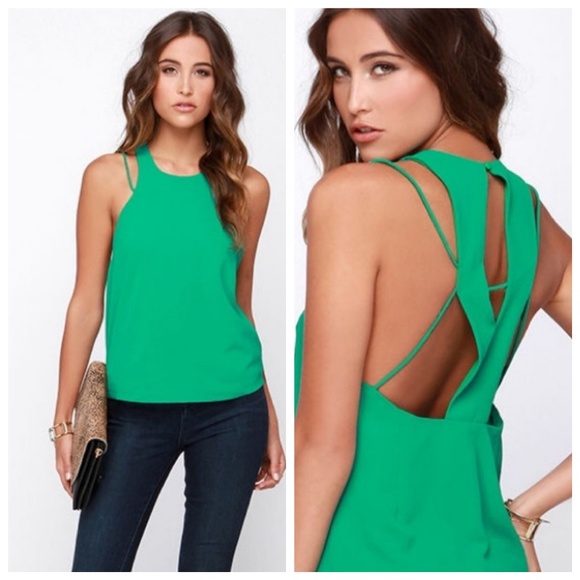 Lulu's Let Me X-Plain Green Tank Top Medium - Picture 1 of 7
